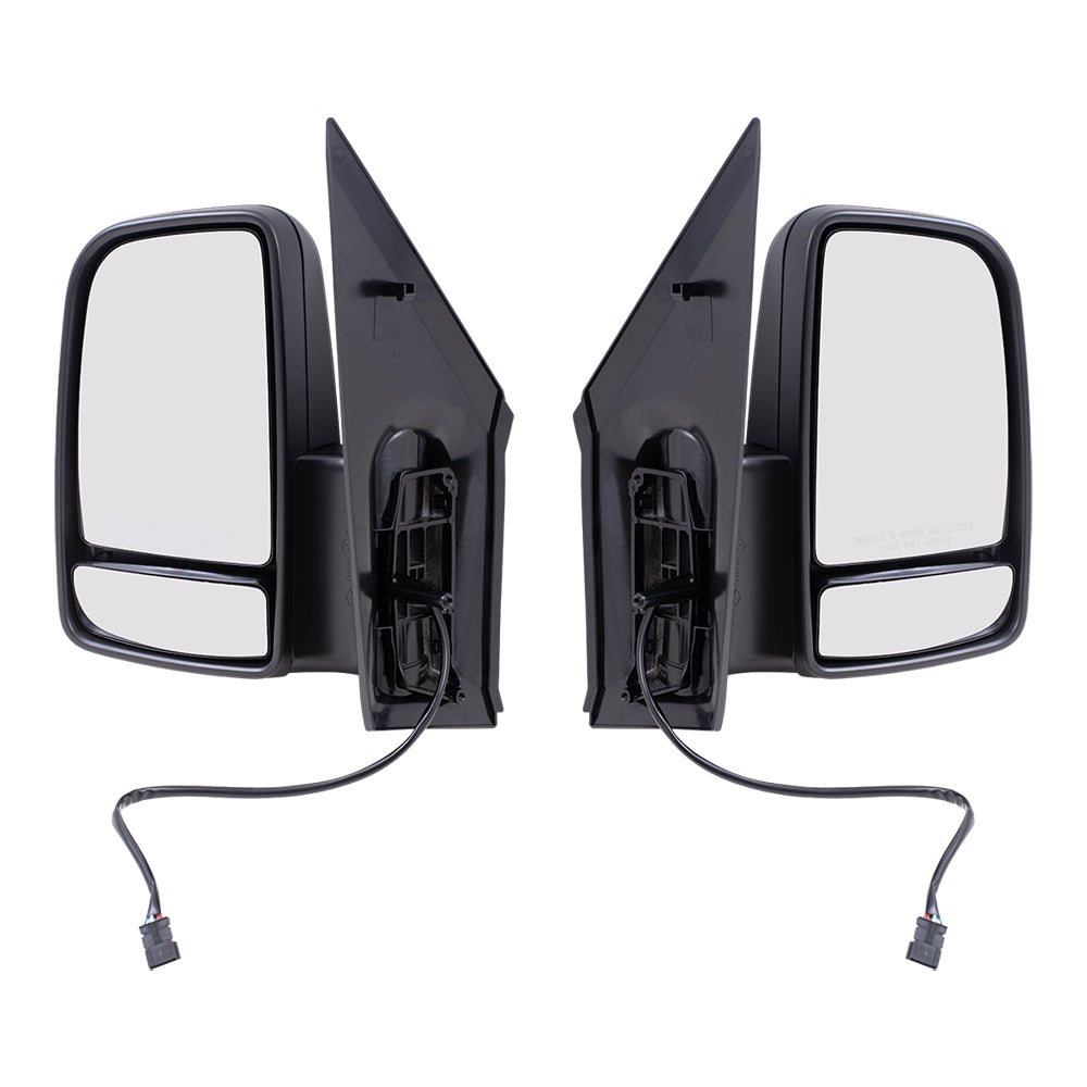 Brock Replacement Driver and Passenger Side Standard Type Power Mirrors Textured Black with Heat and Signal without Blind Spot Detection Compatible with 2006-2018 Sprinter