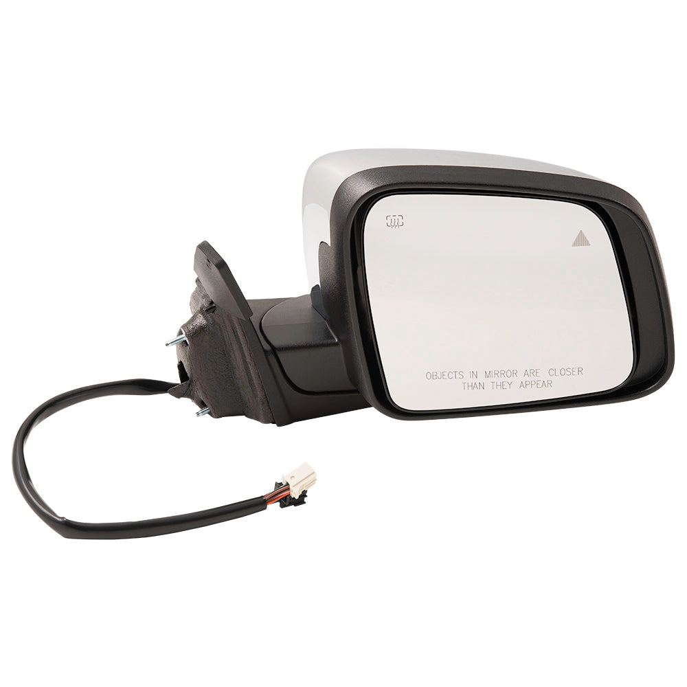 Brock Aftermarket Replacement Driver Left Passenger Right Power Mirror Chrome With Heat-Signal-Memory-Blind Spot Detection Without Auto Dim Set Compatible With 2011-2021 Jeep Grand Cherokee Code GQU