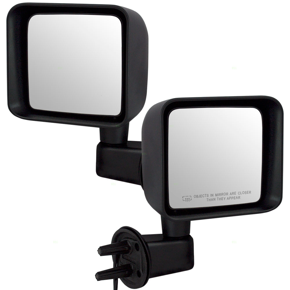 Brock Aftermarket Replacement Driver Left Passenger Right Power Mirror Set Textured Black Foldaway with Heat Compatible with 2014 Jeep Wrangler