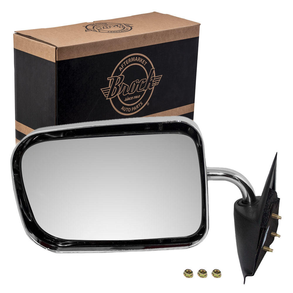 Replacement Driver Manual Side View Mirror 6x9 Standard Mount Chrome Compatible with 1994-1997 1500 2500 3500 Pickup Truck 55022241