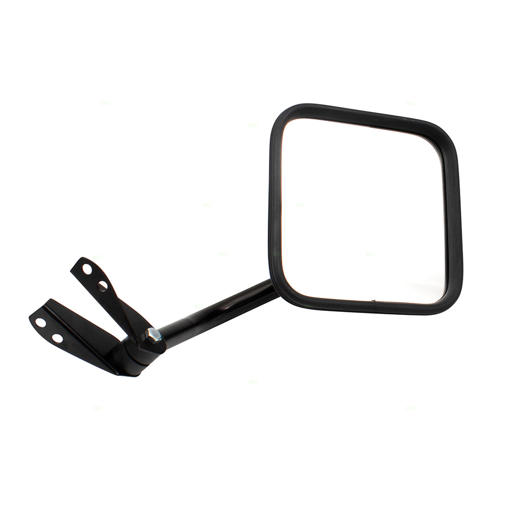 Brock Replacement Passenger Side Black Manual Mirror Windshield Hinge Mounted Compatible with 1987-1994 Wrangler 55-86 CJ Series 55-82 DJ Series CH1321146