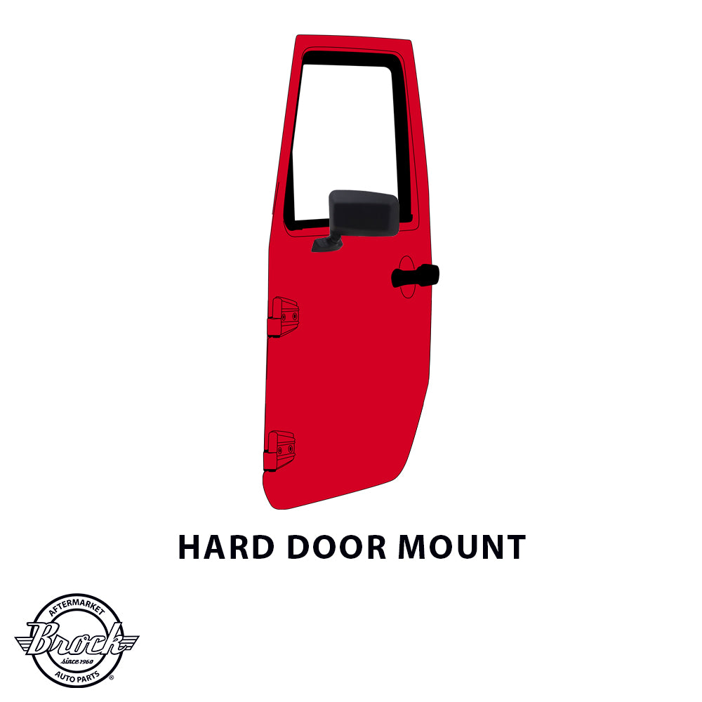 Replacement Driver Manual Side Mirror Hard Door Mounted Textured Black Compatible with Cherokee Comanche Wrangler 55027207