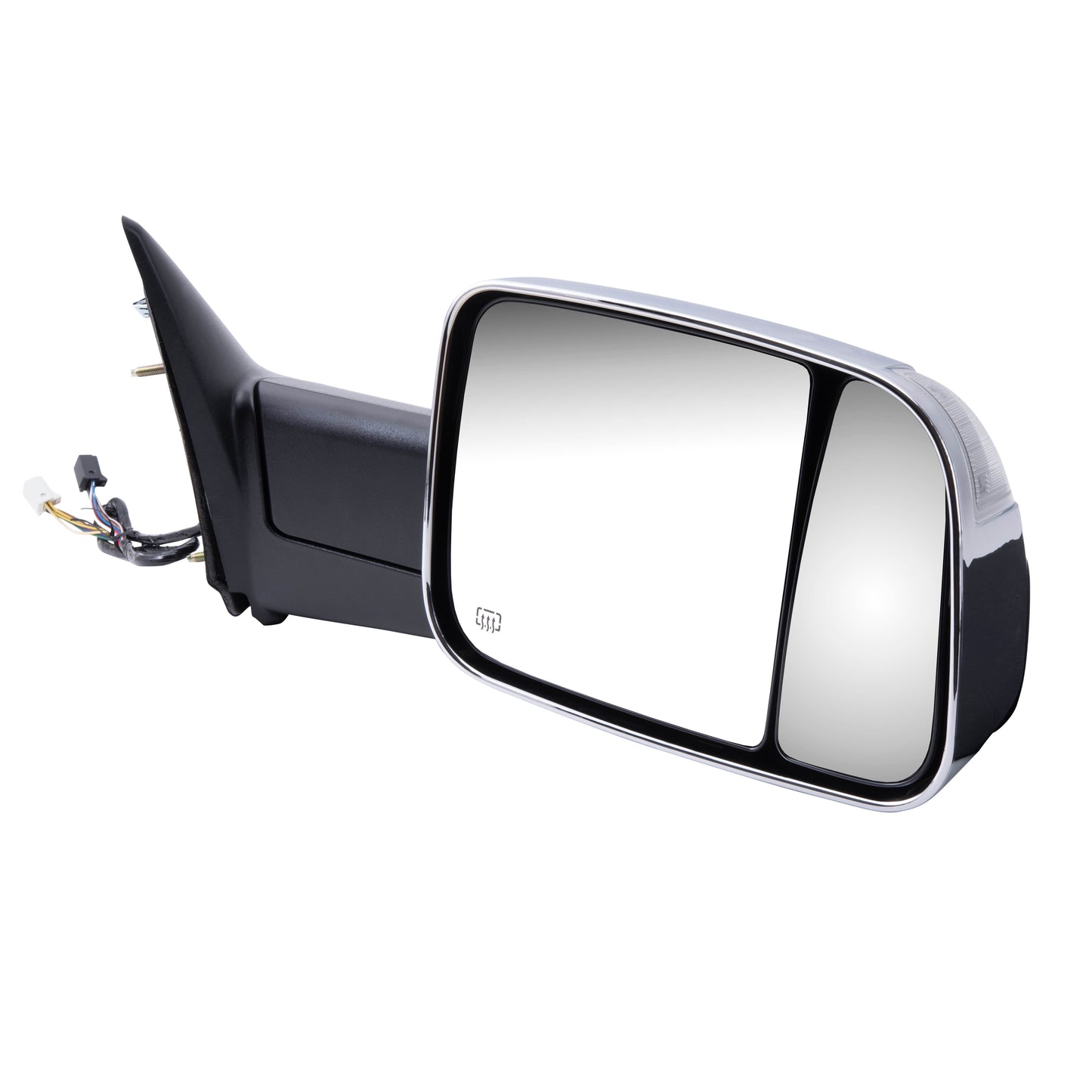 Brock Replacement Passenger Power Tow Side Flip-Up Mirror Heated Signal Puddle Lamp Memory w/ Chrome Cover Compatible with 2009-2010 1500 2010 2500 3500 2011-2012 Pickup Truck 68033734AF
