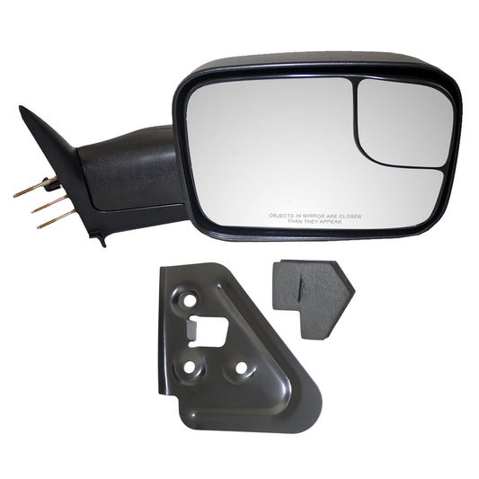Brock Replacement Passengers Manual Towing Mirror Compatible with 94-02 Pickup Truck