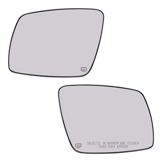 Brock Replacement Pair Set Side View Mirror Glass & Bases Heated compatible with Journey 68045693AA CH1323394