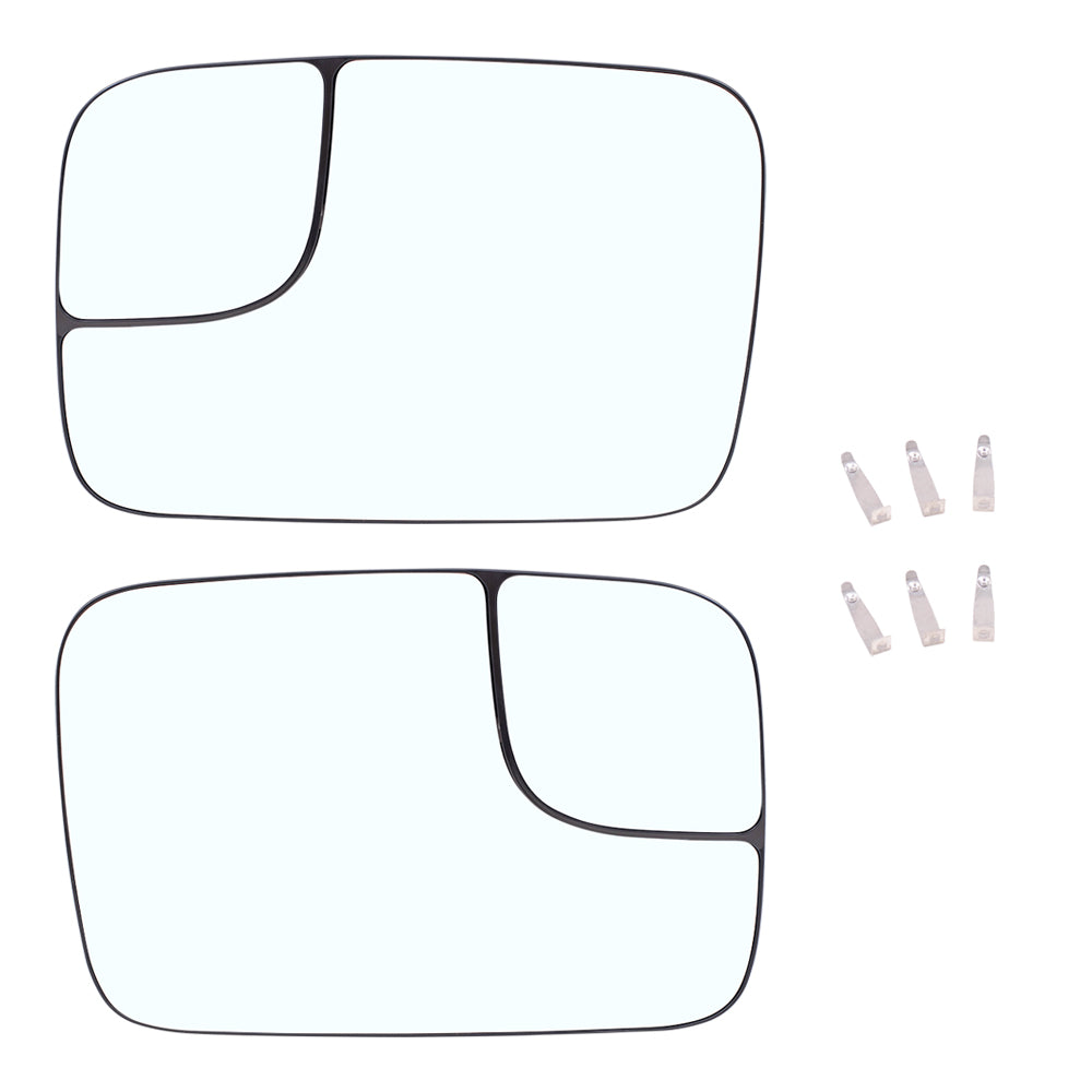 Brock Replacement Driver and Passenger Side Manual Tow Mirrors Glass & Base with Spotter Glass without Heat Compatible with 2005-2008 1500 & 2005-2009 2500/3500