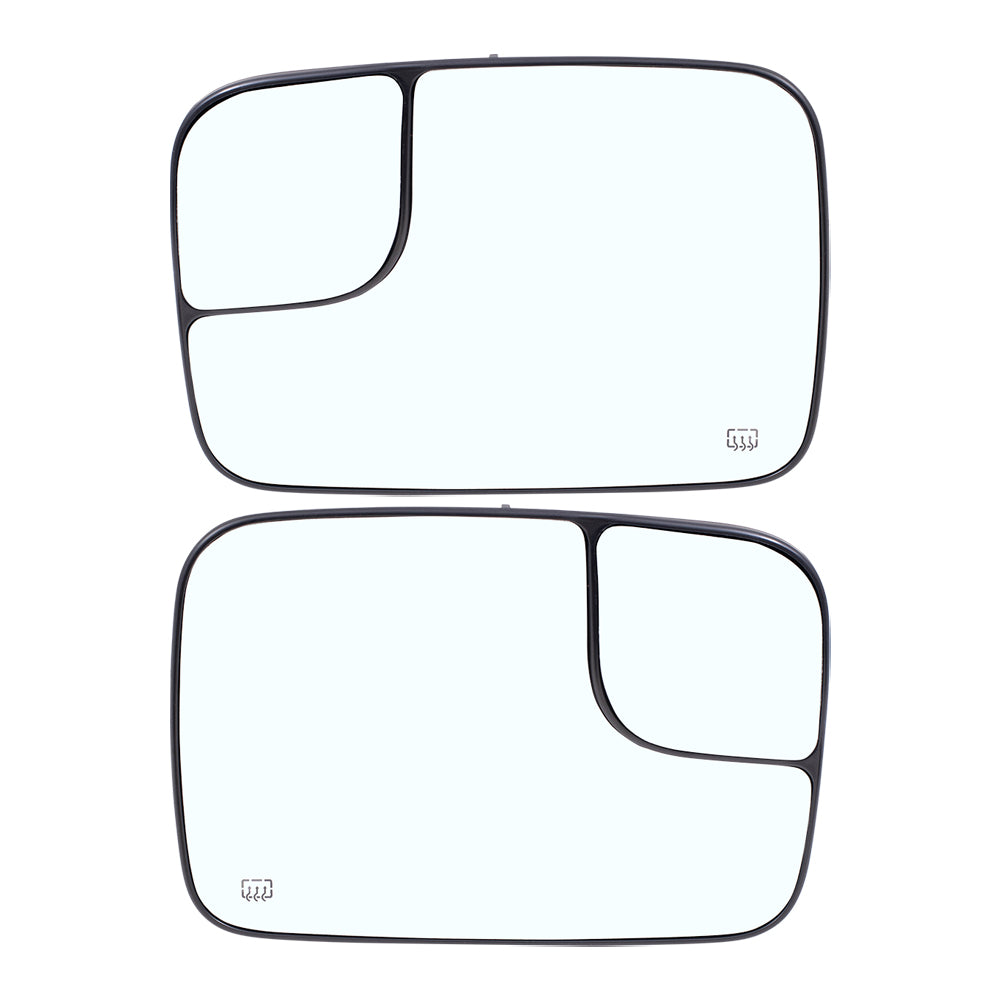 Brock Replacement Driver and Passenger Side Power Tow Mirrors Glass & Base with Heat and Spotter Glass Compatible with 2002-2004 1500 & 2003-2004 2500/3500