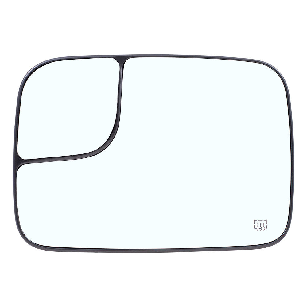 Brock Replacement Driver Side Power Tow Mirror Glass & Base with Heat and Spotter Glass Compatible with 2002-2004 1500 & 2003-2004 2500/3500