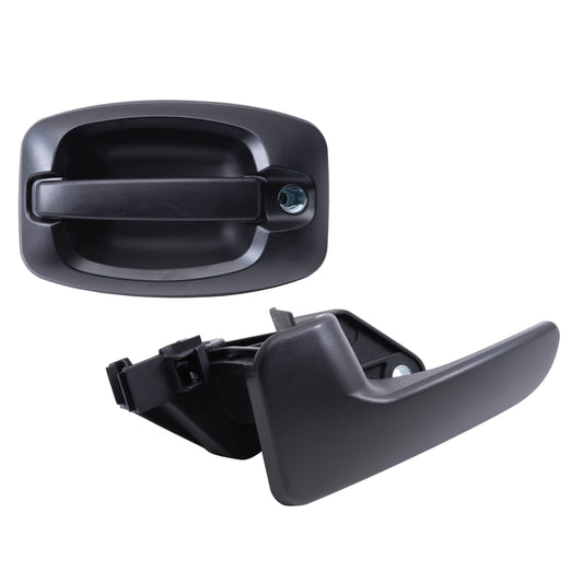 Brock Replacement Front Driver Left Inside & Outside Door Handle Assembly Set Textured Black Compatible With 2014-2021 RAM Promaster 2441-0003LC2
