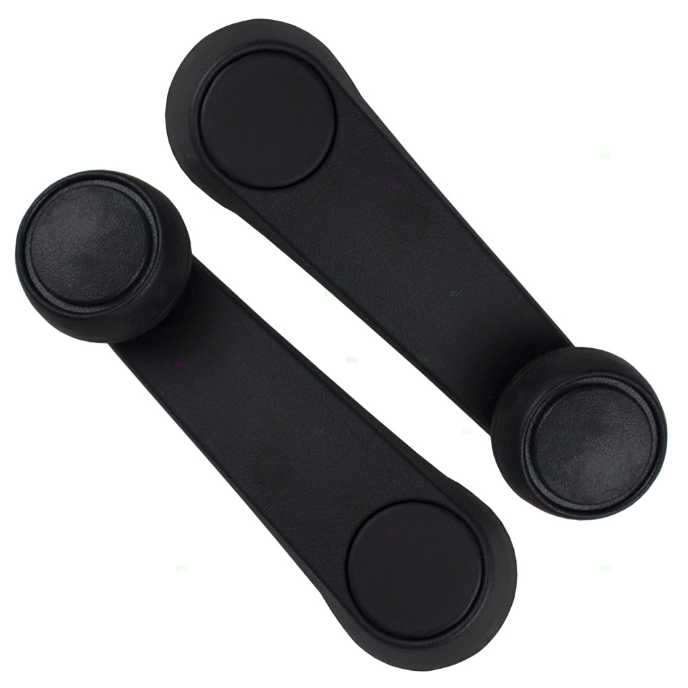 Brock Replacement Pair Set Black Plastic Window Crank Handles w/ Black Knob Compatible with 1987-1993 Dakota Pickup Truck 4415820 76879