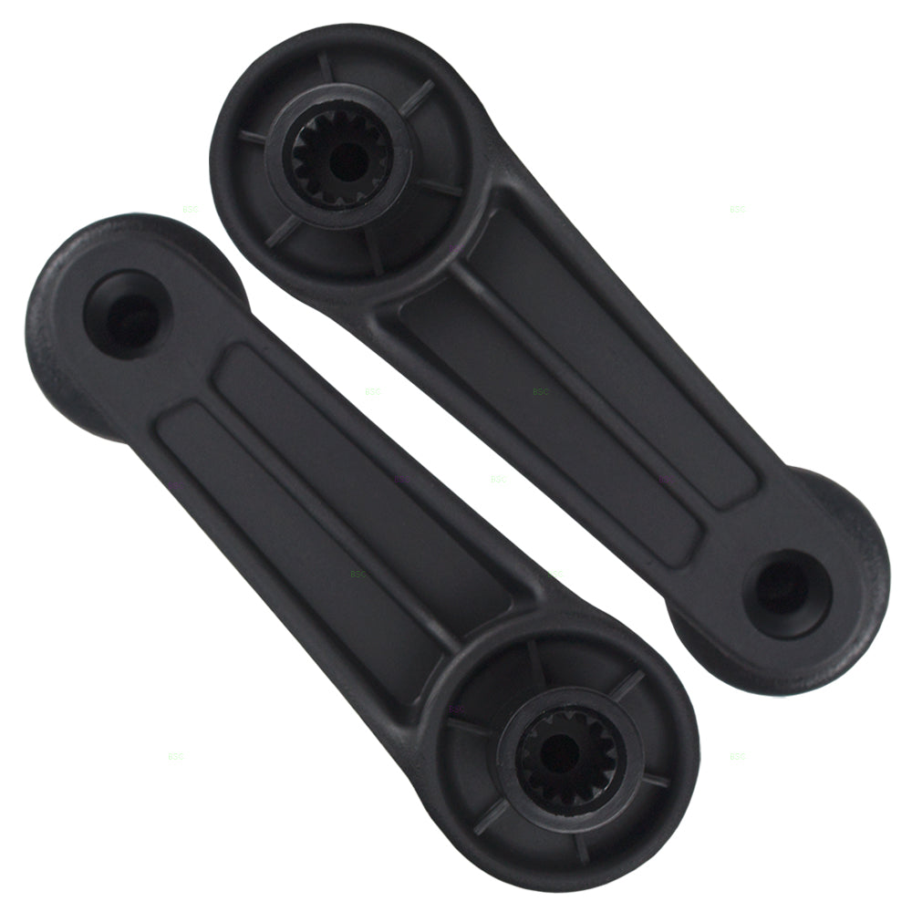 Brock Replacement Pair Set Black Plastic Window Crank Handles w/ Black Knob Compatible with 1987-1993 Dakota Pickup Truck 4415820 76879