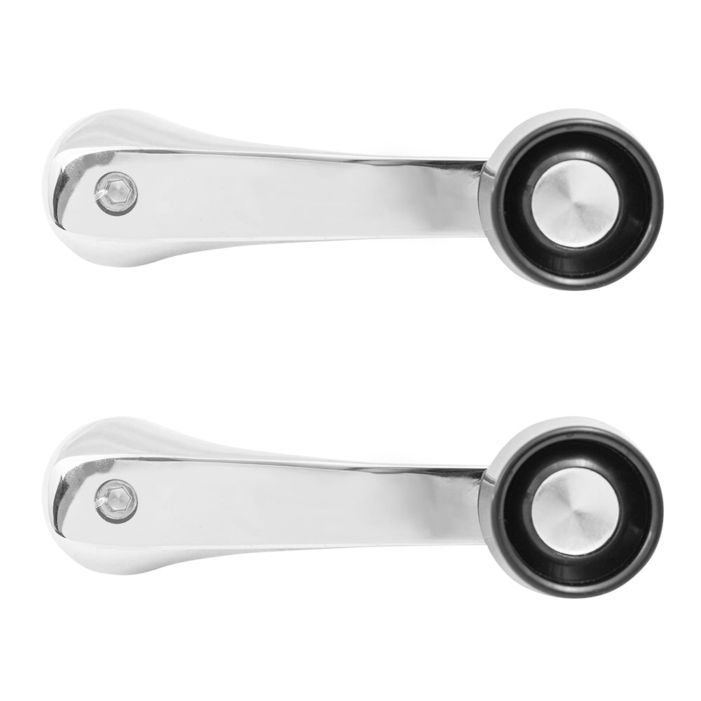 Brock Replacement Pair Set Manual Window Crank Handle Chrome w/ Black Knob Compatible with Pickup Truck SUV Van 3882764 CH1354102