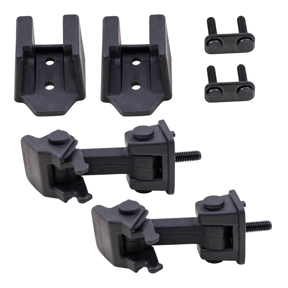 Brock Replacement 4 Pc Hood Latch Safety Catches & Brackets Set Compatible with 97-06 Wrangler