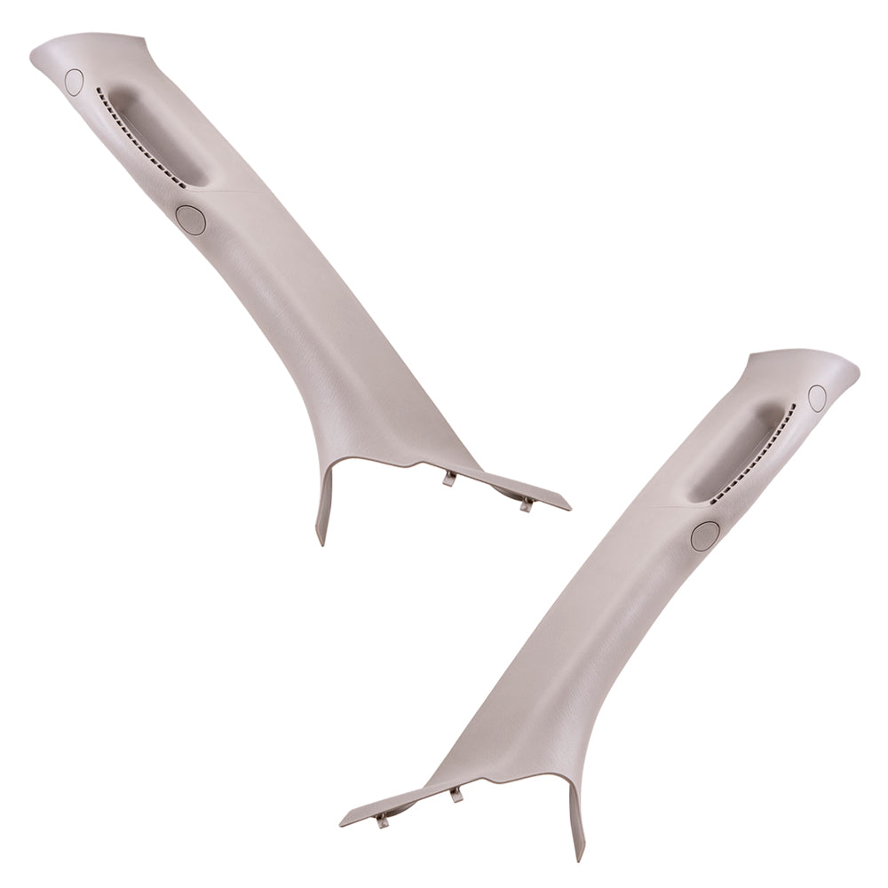Brock Aftermarket Replacement Driver Left Passenger Right A Pillar Trim Panel With Pull Handle Beige Compatible With 2002-2008 Dodge Ram 1500