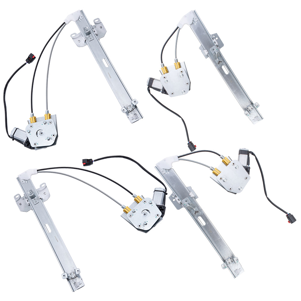 Brock 2552-6135C4 Upgraded Window Regulator With Motor 4PC Set Compatible With 1997-2001 Jeep Cherokee