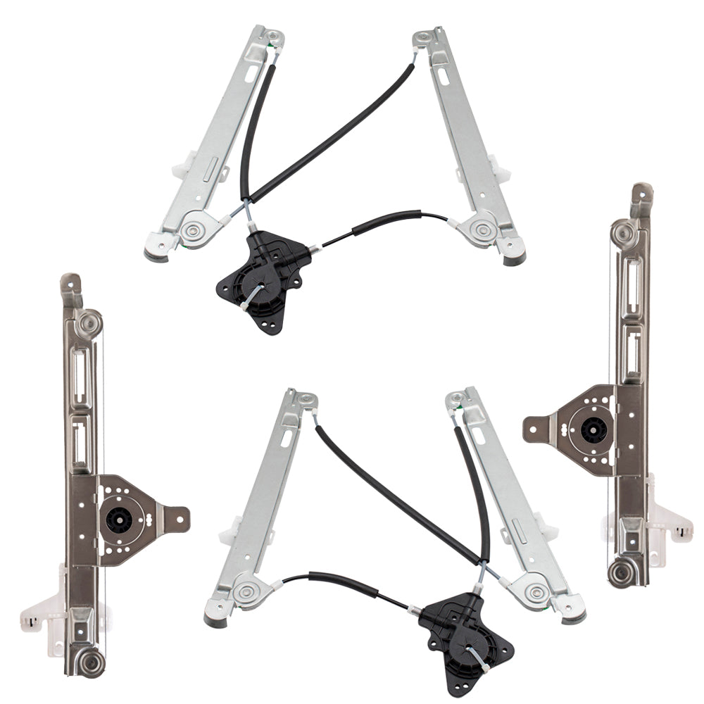 Brock Aftermarket Replacement Front and Rear Driver Left Passenger Right Power Window Regulator Without Motor 4 Piece Set Compatible With 2007-2017 Jeep Patriot