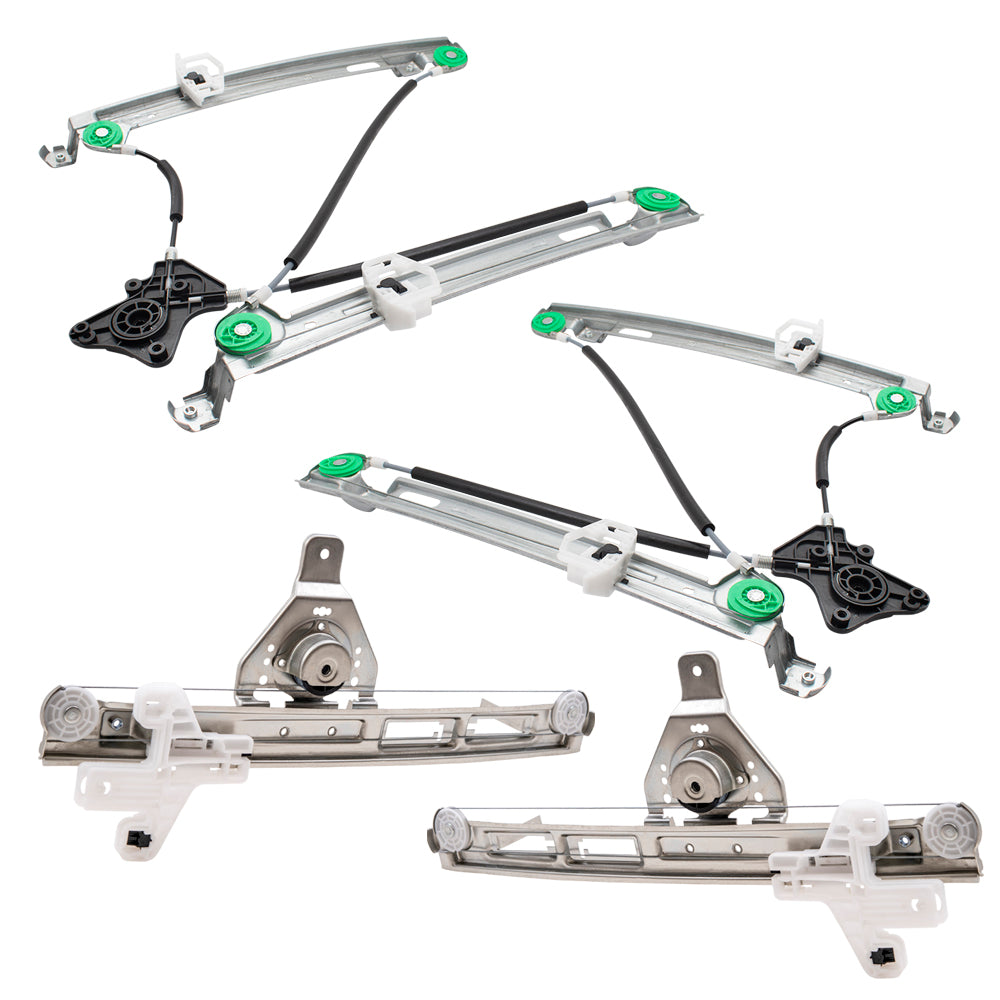 Brock Aftermarket Replacement Front and Rear Driver Left Passenger Right Power Window Regulator Without Motor 4 Piece Set Compatible With 2007-2017 Jeep Patriot
