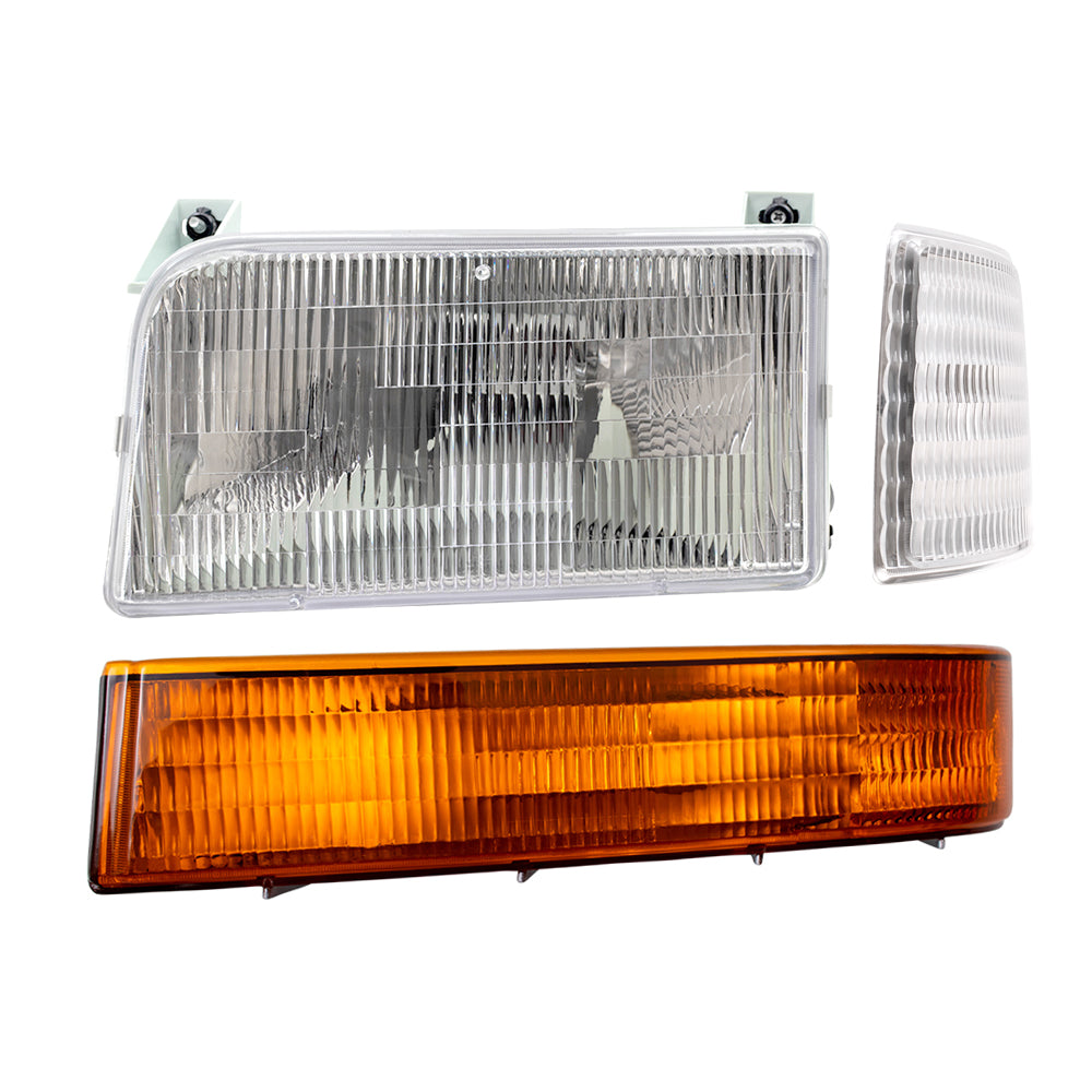 Fits 1992-1996 F150 Bronco Headlights, Corner and Side Park Signal Lights Compatible with F2TZ13008B F2TZ13008A F2TZ15A201D F2TZ15A201C