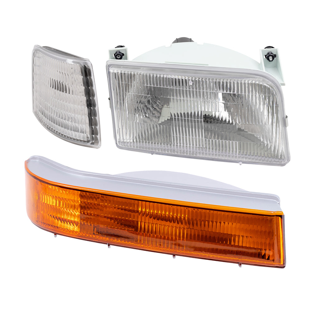 Fits 1992-1996 F150 Bronco Headlights, Corner and Side Park Signal Lights Compatible with F2TZ13008B F2TZ13008A F2TZ15A201D F2TZ15A201C