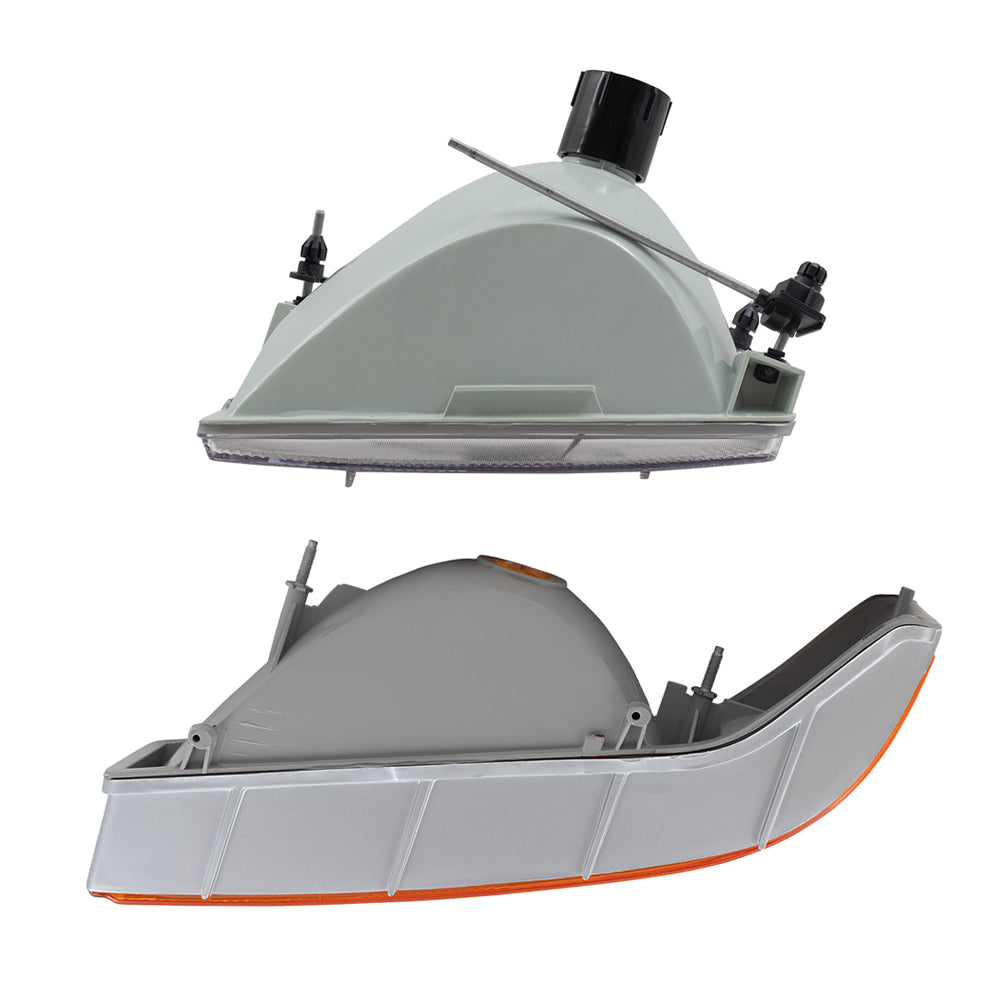 Brock Replacement 4 Piece Set Headlights w/ Park Signal Corner Marker Lamps Compatible with F150 F250 F350 Pickup Truck