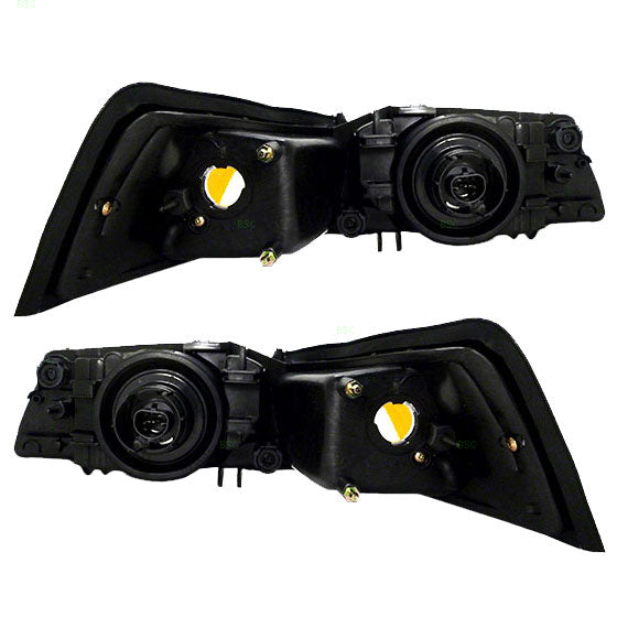 Brock Replacement Set Halogen Headlights with Cowl Grille Panel Compatible with 1999-2004 Mustang