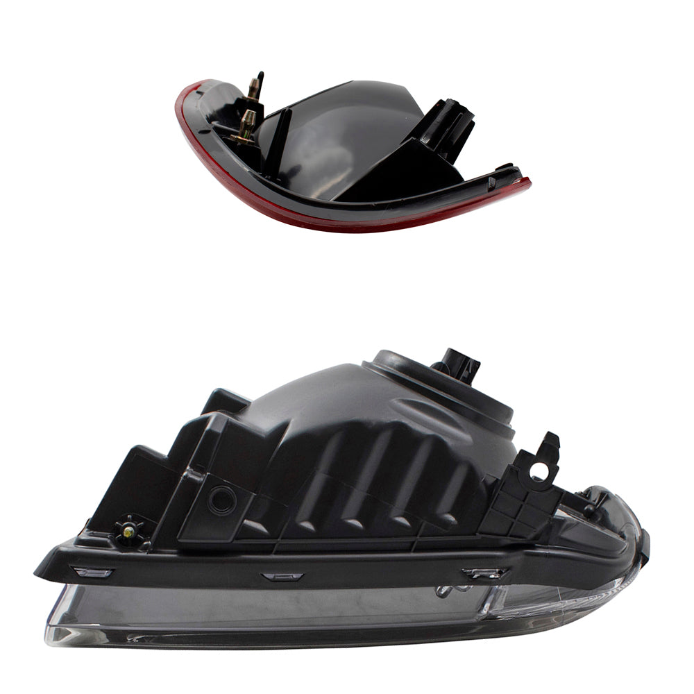 Brock Replacement Headlights with Black Bezels & Tail Lights Compatible with 2005 2006 2007 F-Series Super Duty Pickup Truck