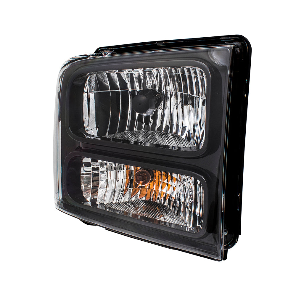 Brock Replacement BROCK Passengers Halogen Headlight w/ Black Bezel Compatible with 05-07 Super Duty Pickup Truck Replaces 6C3Z13008CB FO2503224