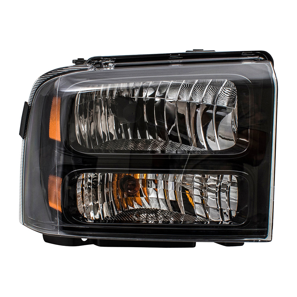 Brock Replacement BROCK Passengers Halogen Headlight w/ Black Bezel Compatible with 05-07 Super Duty Pickup Truck Replaces 6C3Z13008CB FO2503224