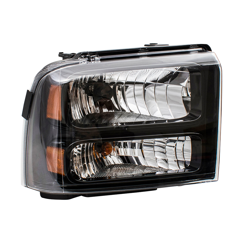 Brock Replacement BROCK Passengers Halogen Headlight w/ Black Bezel Compatible with 05-07 Super Duty Pickup Truck Replaces 6C3Z13008CB FO2503224