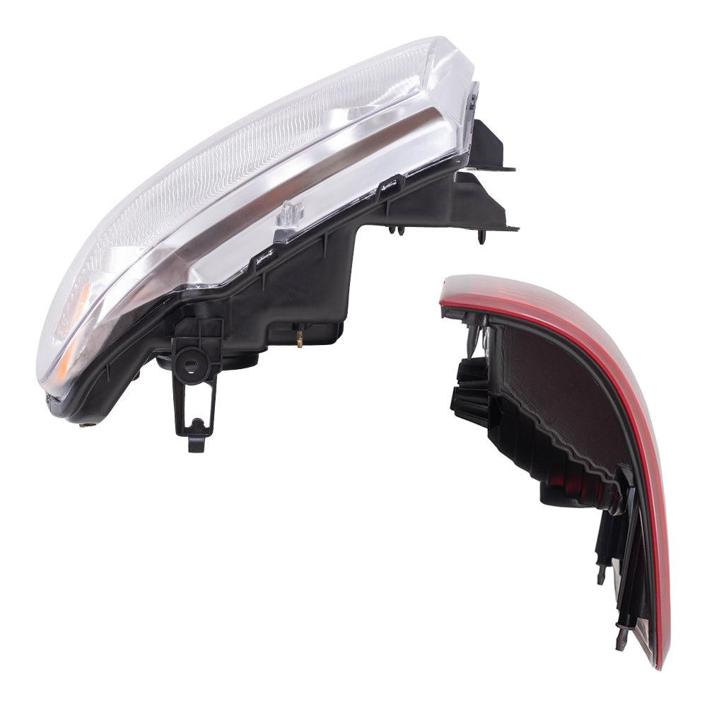 Brock Aftermarket Replacement Driver Left Passenger Right Halogen Combination Headlight Assemblies with Chrome Bezel and Styleside Tail Light Units 4 Piece Set Compatible with 2004-2008 Ford F-150