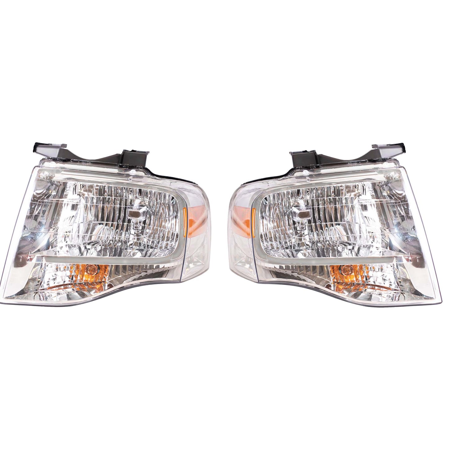 Headlight for 2007-2014 Expedition w/ Chrome Bezel w/o Logo 7L1Z13008BB Set FO2502226