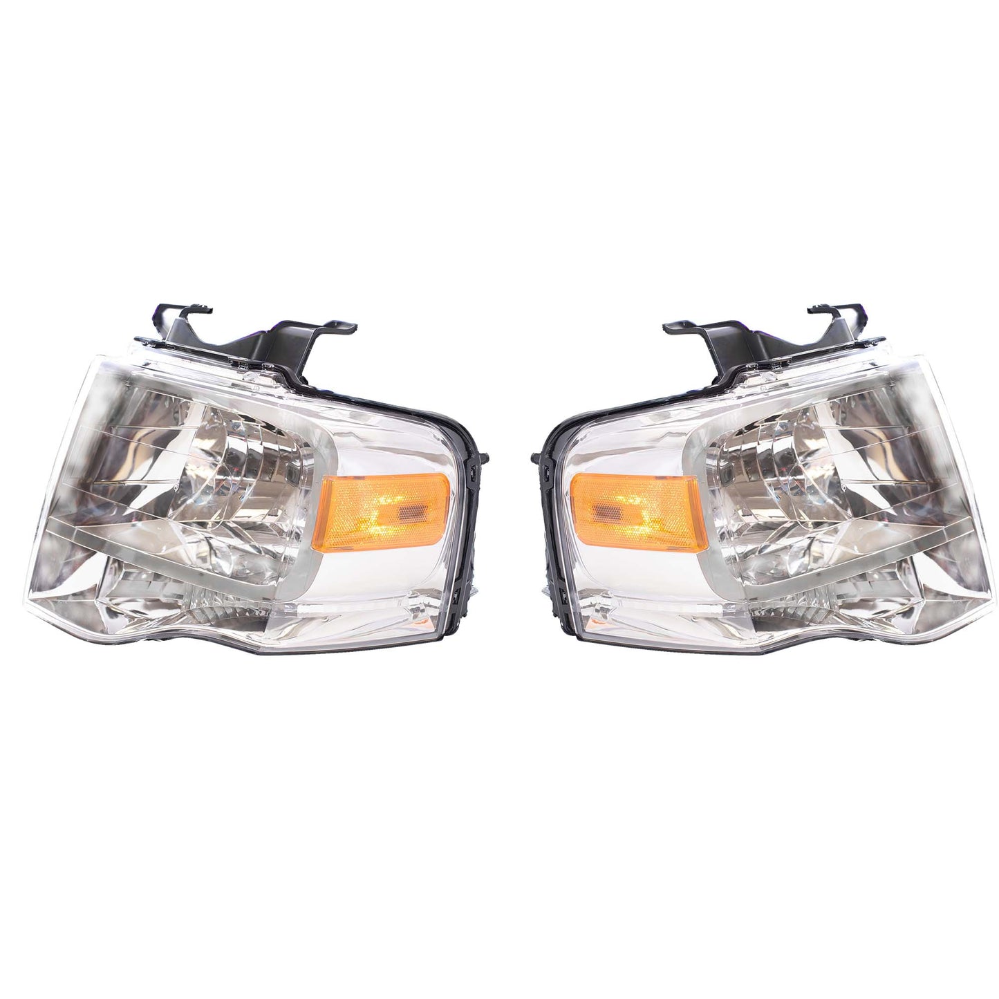 Headlight for 2007-2014 Expedition w/ Chrome Bezel w/o Logo 7L1Z13008BB Set FO2502226