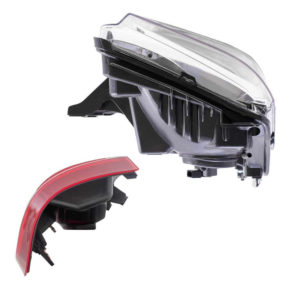 Brock Replacement Driver and Passenger Side Headlight and Taill Light Assemblies 4 Piece Set Compatible with 2008-2010 Ford Super Duty