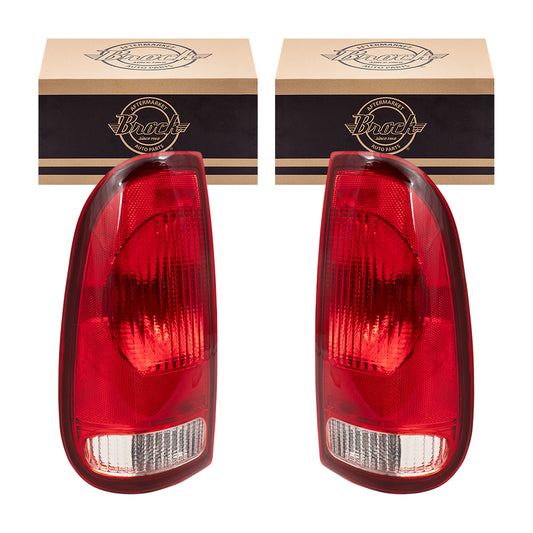 Brock Aftermarket Replacement Driver Left Passenger Right Tail Light Unit Set Compatible With 1997-2004 Ford F-150