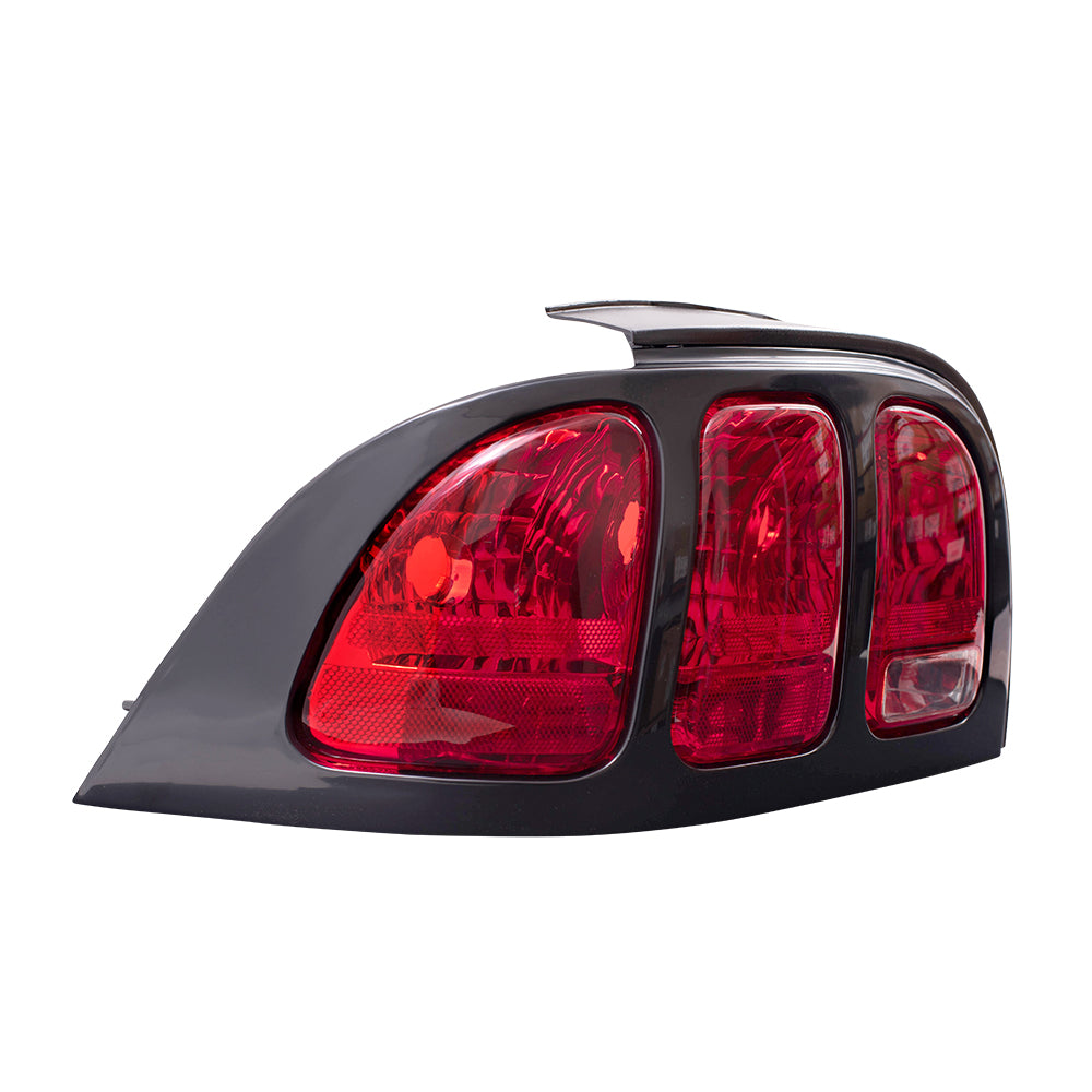 Brock Replacement Drivers Taillight Tail Lamp with Black Bezel Compatible with 1996-1998 Mustang GT SVT Base F6ZZ13405AAJ