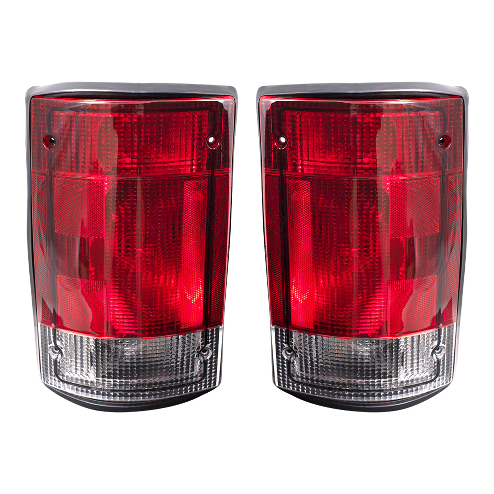 Brock Replacement Driver and Passenger Taillights Tail Lamps Compatible with 2004-2014 E150 E250 E350 E450 Van 5C2Z13405AA 5C2Z13404AA