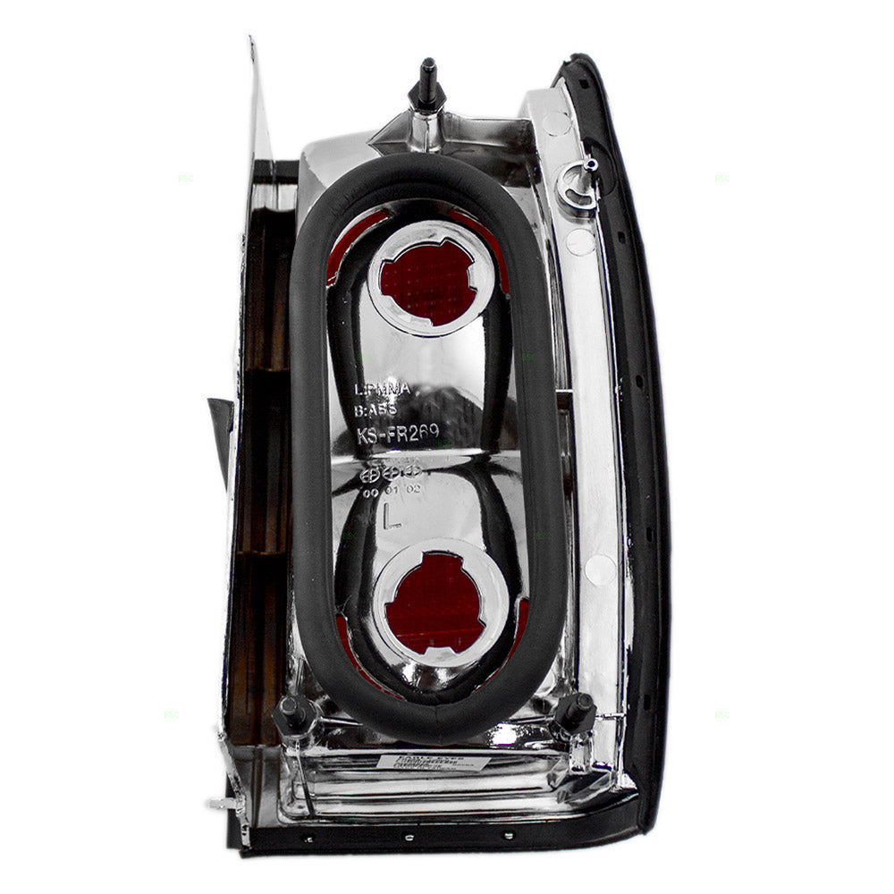 Brock Replacement Drivers Taillight Tail Lamp with Chrome Trim Compatible with 1990-1997 Town Car F5VY13405A