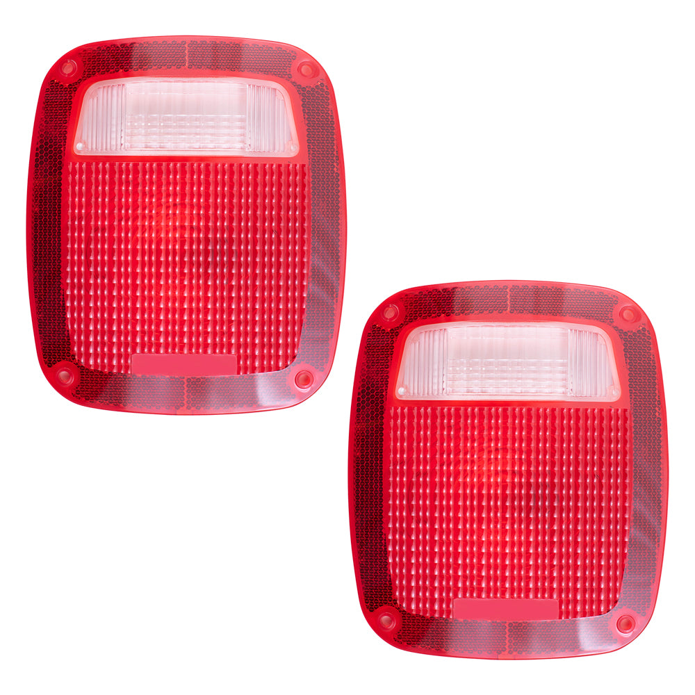 Brock Replacement Pair of Taillights Tail Lamps Lens Compatible with 1978-1987 C/K Stepside Pickup Truck