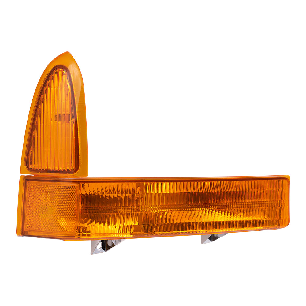 Brock Replacement Driver and Passenger Park Signal Front Marker Lights with Amber Lenses Compatible with 1999-2004 F250 F350 F450 Super Duty Pickup Truck