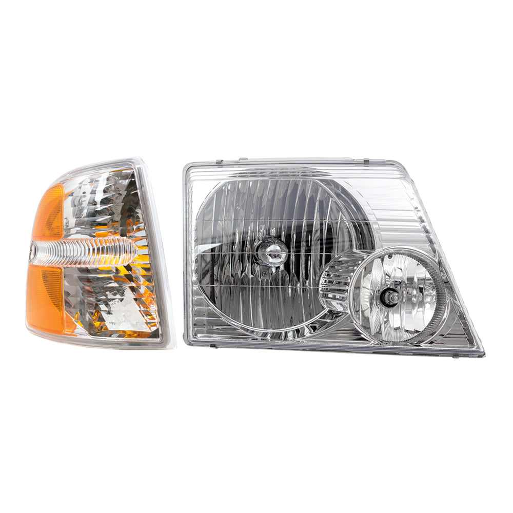 Brock Replacement Headlights with Park Signal Lights Compatible with 2002 2003 2004 2005 Explorer 4 Door