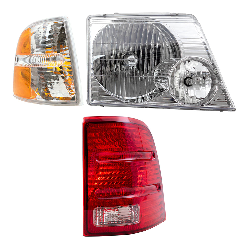 Brock Replacement Headlights Tail Lights and Park Signal Lights Compatible with 2002 2003 2004 2005 Explorer 4-Door
