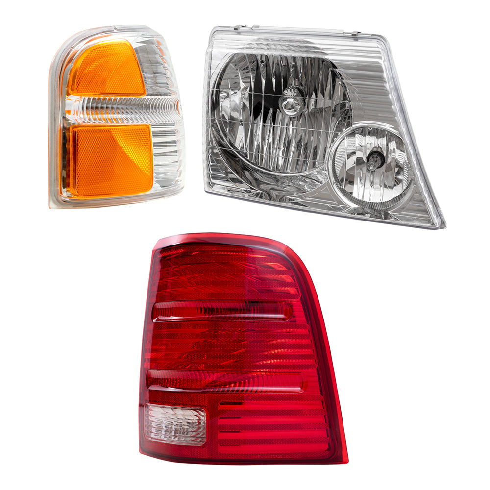 Brock Replacement Headlights Tail Lights and Park Signal Lights Compatible with 2002 2003 2004 2005 Explorer 4-Door