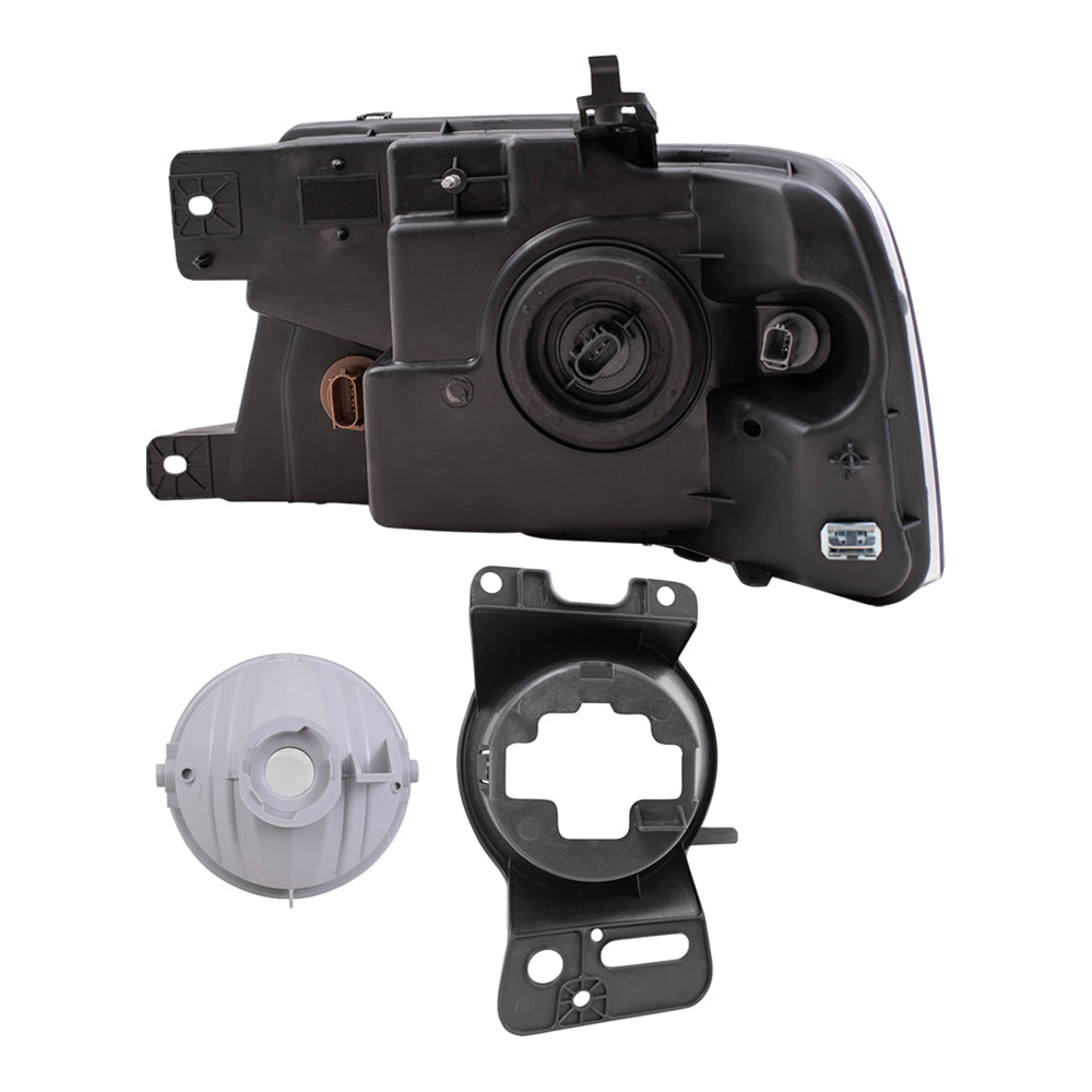 Brock Aftermarket Replacement Driver Left Passenger Right Headlights Shadow Gray Black Bezel-Round Fog Lights-Mounting Brackets 6 Piece Set Compatible with 2006-2008 Ford F-150