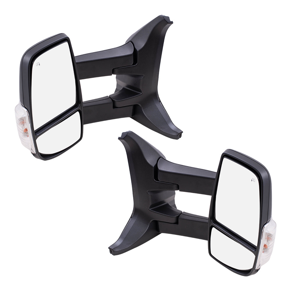 Replacement Set Driver and Passenger Side Mirrors Heated with Signal Dual Long Arms Compatible with 2015-2019 Transit Van with Low Roof