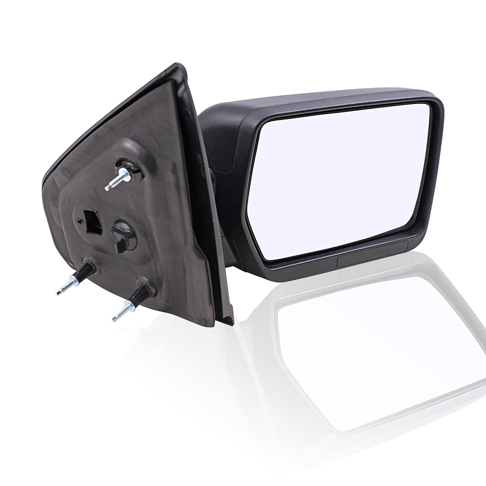 Brock Replacement Passenger Side Manual Mirror Textured Black w/ Reflector w/o Spotter Glass Performance Upgrade Compatible with 09-14 F150