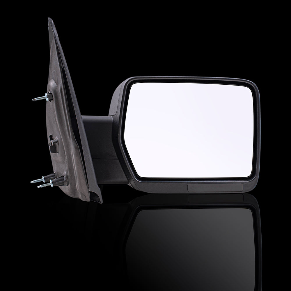 Brock Replacement Passenger Side Manual Mirror Textured Black w/ Reflector w/o Spotter Glass Performance Upgrade Compatible with 09-14 F150