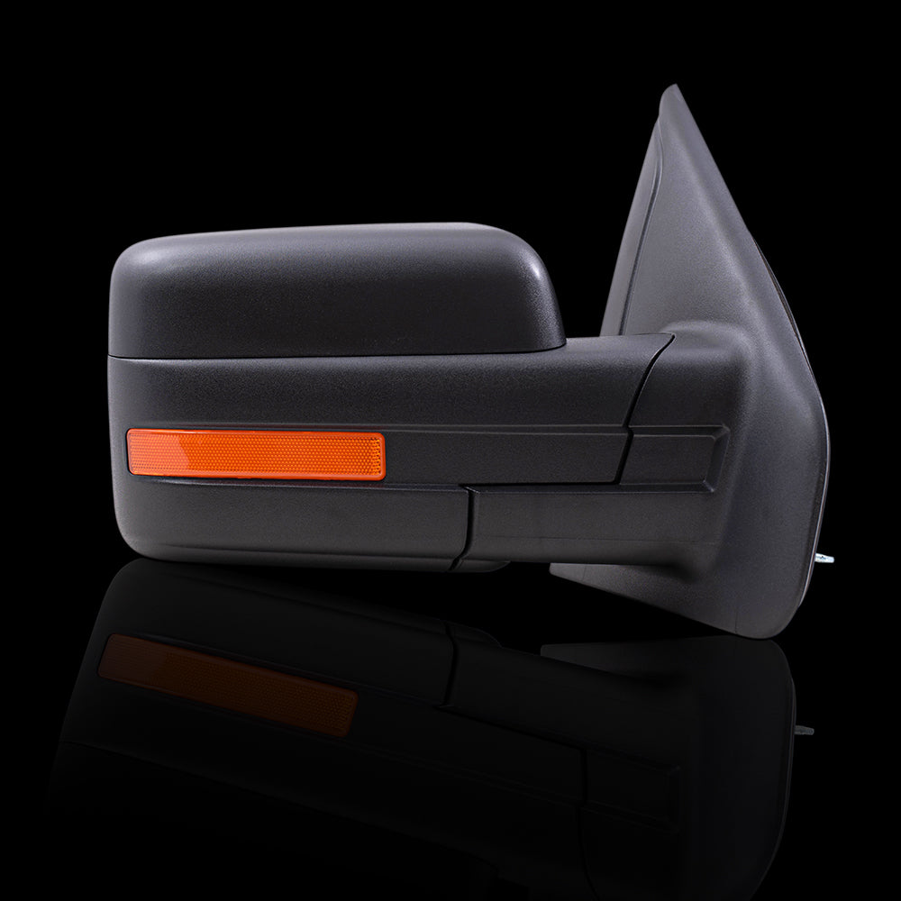 Brock Replacement Passenger Side Manual Mirror Textured Black w/ Reflector w/o Spotter Glass Performance Upgrade Compatible with 09-14 F150
