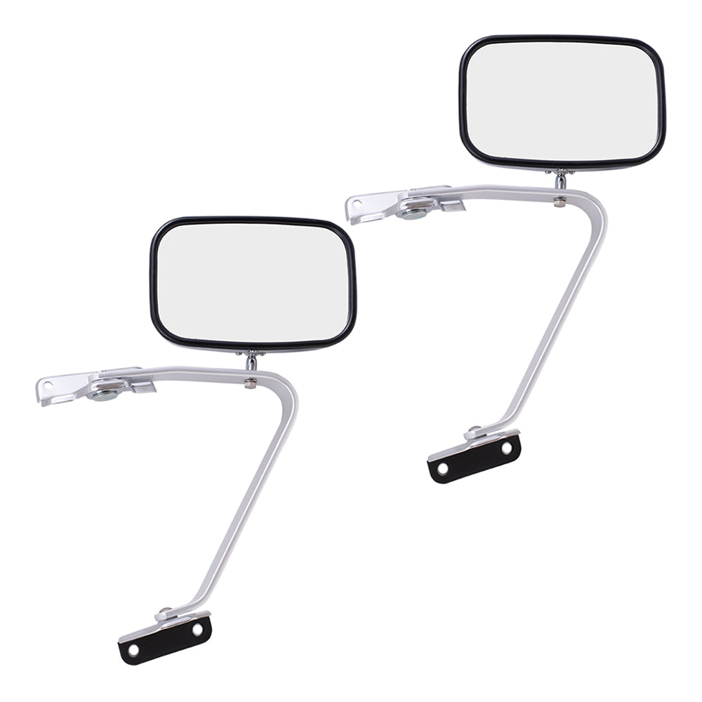 Pair of Manual Side View Chrome Mirrors with Metal Housing Replacement for 1980-1997 F100 F150 F250 F350 Pickup 1980-1996 Bronco