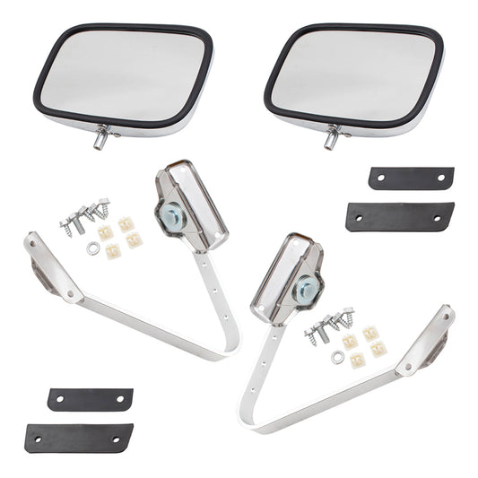 Set Manual 5x8 Chrome Mirrors Swing Lock Plastic Housing Replacement for 80-97 Ford Pickup Truck & 80-96 Bronco EOTZ17682E