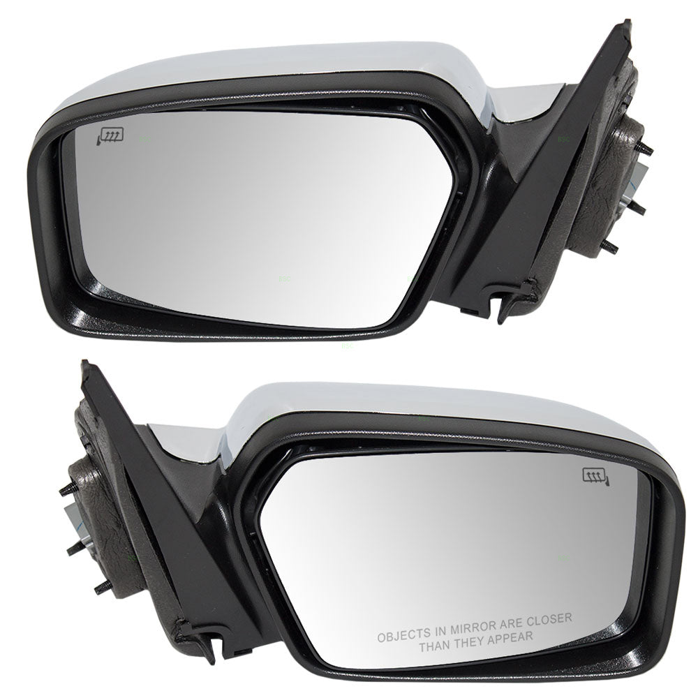 Replacement Driver and Passenger Power Side Mirrors Heated Memory Puddle Lamp Black Base w/ Chrome Cover Compatible with 07-12 MKZ